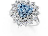 Platinum Fancy Blue Heart Cut Diamond Floral Double Halo Engagement Ring with Prong Setting_32