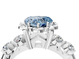 Platinum Fancy Blue Heart  Cut Diamond Floral Halo Engagement Ring with Shared Prong Setting 4