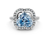 Platinum Fancy Blue Heart Cut Diamond Floral Halo Split Shank Prong Setting Ring_24