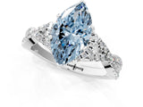 Platinum Fancy Blue Heart Cut Diamond  Halo Twist Band Solitaire Prong Setting Ring_13