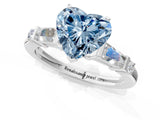Platinum Fancy Blue Heart  Cut Diamond Ring with Baguette Side Stones, Channel Set Band, and Four-Prong Setting_25