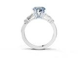 Platinum Fancy Blue Heart  Cut Diamond Ring with Baguette Side Stones, Channel Set Band, and Four-Prong Setting_27
