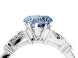 Platinum Fancy Blue Heart  Cut Diamond Ring with Baguette Side Stones, Channel Set Band, and Four-Prong Setting_28