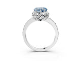 Platinum Fancy Blue Heart Cut Diamond Scalloped Halo Engagement Ring with Round Shared Prong Band_3