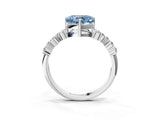 Platinum Fancy Blue Heart Cut Diamond Scattered Round Accent Ring with Prong Setting_3