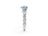 Platinum Fancy Blue Heart Cut Diamond Side Stone Engagement Ring with Four-Prong Setting_2