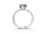 Platinum Fancy Blue Heart Cut Diamond Solitaire Pavé Engagement Ring with Round Band and Prong Setting_5