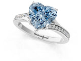 Platinum Fancy Blue Heart Cut Diamond Solitaire Ring with Pavé Band and Prong Setting_13