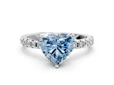 Platinum Fancy Blue Heart Cut Diamond Solitaire Ring with Round  Pavé Band and Four-Prong Setting_36