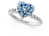Platinum Fancy Blue Heart Cut Diamond Solitaire Ring with Round  Pavé Band and Four-Prong Setting_37