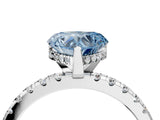 Platinum Fancy Blue Heart Cut Diamond Solitaire Ring with Round  Pavé Band and Four-Prong Setting_40