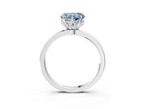 Platinum Fancy Blue Heart Cut Diamond Solitaire Ring with Thin Band and Prong Setting_3