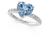Platinum Fancy Blue Heart  Cut Diamond Solitaire with Pave Band and Four-Prong Setting 3