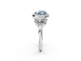 Platinum Fancy Blue Heart Cut Diamond Three-Stone Halo Ring with Prong Setting and Pavé Accents_14