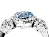 Platinum Fancy Blue Heart Cut Diamond Three-Stone Halo Ring with Prong Setting and Pavé Accents_16