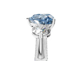 Platinum Fancy Blue Heart Cut Diamond Three-Stone Ring with Prong Setting and Pavé Band_11