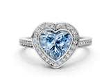 Platinum Fancy Blue Heart Cut Halo Bezel Diamond Pave Band Ring_6