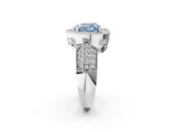 Platinum Fancy Blue Heart Cut Halo Diamond Engagement Ring with Pave Split Shank and Four-Prong Setting_8