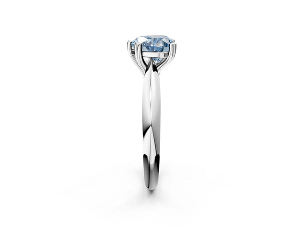 Platinum Fancy Blue Heart  Cut Solitaire Engagement Ring with Tapered Band and Four-Prong Setting