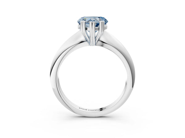 Platinum Fancy Blue Heart  Cut Solitaire Engagement Ring with Tapered Band and Four-Prong Setting