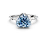 Platinum Fancy Blue Heart Cut Solitaire Split Shank Pave Diamond Engagement Ring with Four-Prong Setting_132
