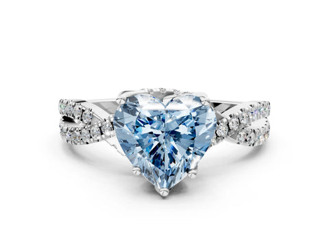 Platinum Fancy Blue Heart Cut Solitaire Twist Pave Diamond Engagement Ring with Prong Setting_42