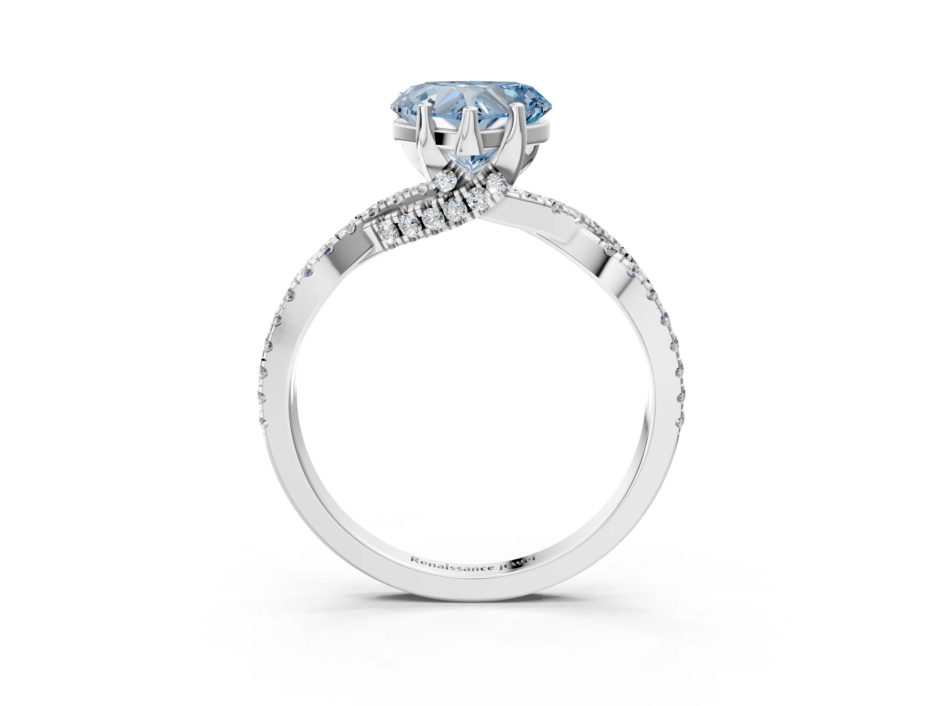 Platinum Fancy Blue Heart Cut Solitaire Twist Pave Diamond Engagement Ring with Prong Setting_45