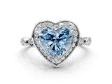 Platinum Fancy Blue Heart  Halo Diamond Engagement Ring with Twisted Band and Four-Prong Setting 1