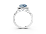 Platinum Fancy Blue Heart  Halo Diamond Engagement Ring with Twisted Band and Four-Prong Setting 4