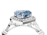 Platinum Fancy Blue Heart  Halo Diamond Engagement Ring with Twisted Band and Four-Prong Setting 5