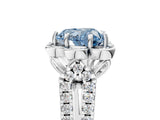 Platinum Fancy Blue Heart  Halo Diamond Floral Split Shank Engagement Ring 5