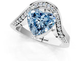 Platinum Fancy Blue Heart  Solitaire Diamond Engagement Ring with Pave Band and Four-Prong Setting 2