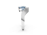 Platinum Fancy Blue Heart  Solitaire Diamond Engagement Ring with Pave Band and Four-Prong Setting 3