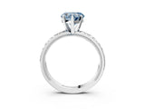 Platinum Fancy Blue Heart  Solitaire Diamond Engagement Ring with XO Engraved Band and Four-Prong Setting 4