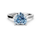 Platinum Fancy Blue Heart  Solitaire Diamond Ring with Four-Prong Setting and Tapered Band 1