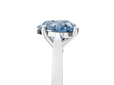 Platinum Fancy Blue Heart  Solitaire Diamond Ring with Four-Prong Setting and Tapered Band