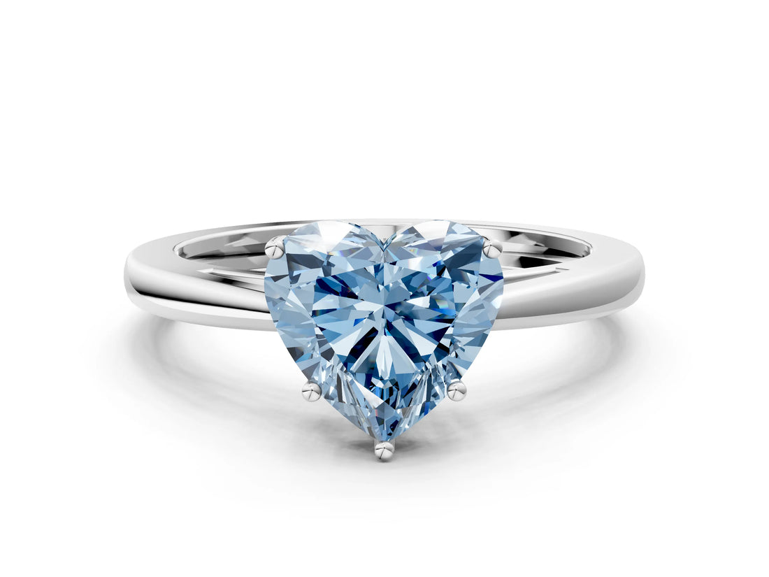 Platinum Fancy Blue Heart  Solitaire Diamond Ring with Split Shank and Four-Prong Setting_12