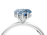 Platinum Fancy Blue Heart  Solitaire Diamond Ring with a Classic Band and Four-Prong Setting 4