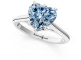Platinum Fancy Blue Heart  Solitaire Engagement Ring with Six-Prong Setting and Classic Band 1