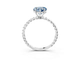Platinum Fancy Blue Heart  Solitaire Twist Band Ring with Four-Prong Setting_5