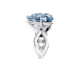 Platinum Fancy Blue Heart  Solitaire Twist Band with Leaf Prong Setting