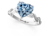 Platinum Fancy Blue Heart  Solitaire Twisted Band with Prong Setting 2