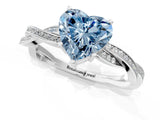Platinum Fancy Blue Heart  Solitaire Twisted Pave Diamond Ring with Four-Prong Setting_1