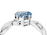 Platinum Fancy Blue Heart  Solitaire Twisted Pave Diamond Ring with Four-Prong Setting_4