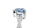 Platinum Fancy Blue Heart  Solitaire Twisted Pave Diamond Ring with Four-Prong Setting_5