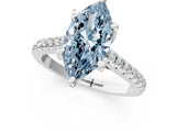 Platinum Fancy Blue Marquise  Brilliant Diamond Solitaire with Pavé Band and Four-Prong Setting 2
