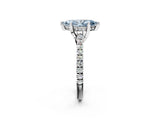 Platinum Fancy Blue Marquise  Brilliant Diamond Solitaire with Pavé Band and Four-Prong Setting 3