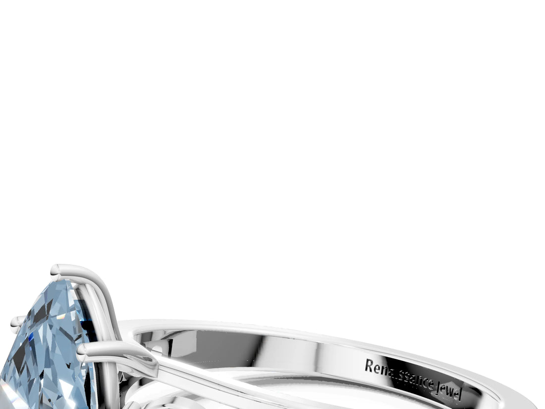 Platinum Fancy Blue Marquise Cut Brilliant Diamond Pavé Band with Six-Prong Setting_24