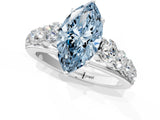 Platinum Fancy Blue Marquise Cut Brilliant Diamond Pavé Band with Six-Prong Setting_25