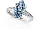 Platinum Fancy Blue Marquise Cut Brilliant Split Shank Pave Solitaire Ring with Four-Prong Setting_13